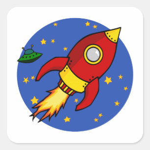 Rocket Red Gelb Square Sticker
