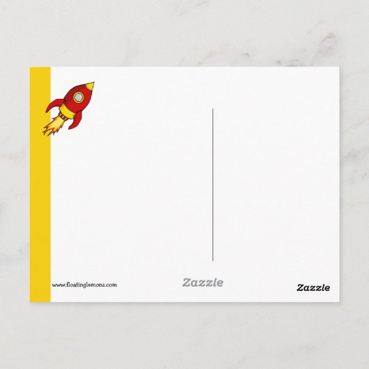 Rocket Red Gelbe Postkarte (Rückseite)