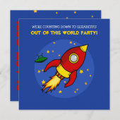 Rocket rot Gelb Geburtstag Einladung (Vorne/Hinten)