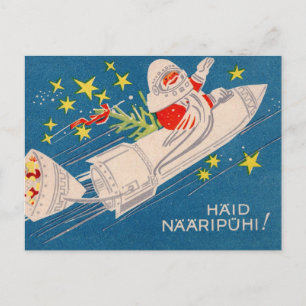Rocket Santa Holiday Greetings Postkarte