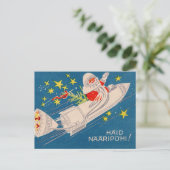 Rocket Santa Holiday Greetings Postkarte (Stehend Vorderseite)