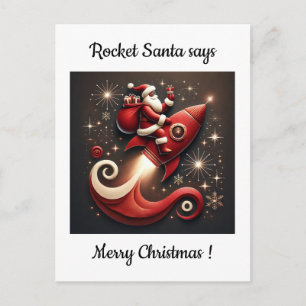 Rocket Santa Weihnachtskarte Feiertagspostkarte