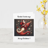 Rocket Santa Weihnachtskarte Karte (Gelbe Blume)