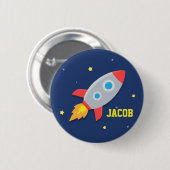 Rocket-Schiff, Weltraum, für Jungen Button (Vorne & Hinten)