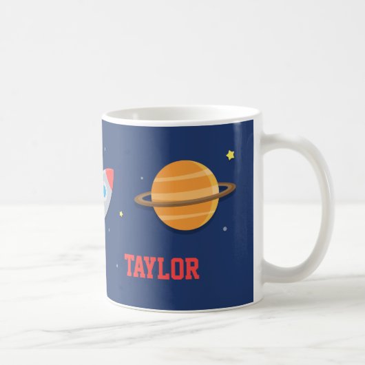 Rocket-Schiff, Weltraum, Planeten, für Jungen Kaffeetasse (Rechts)
