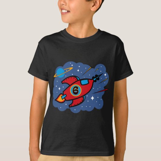 Rocket-Schiffs-6. Geburtstag T-Shirt (Vorderseite)