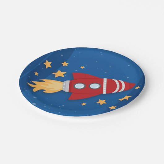 Rocket-Schiffs-Geburtstag Pappteller (Schrägansicht)