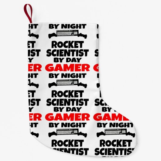 Rocket Scientist by Day Gamer by Night Kleiner Weihnachtsstrumpf (Vorderseite)