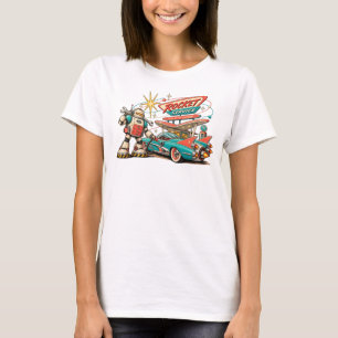 Rocket Service Retro Robot Atomzeitalter Damen T-S T-Shirt
