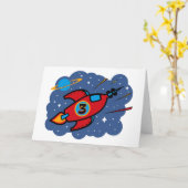 Rocket Ship 3. Geburtstag Karte (Gelbe Blume)