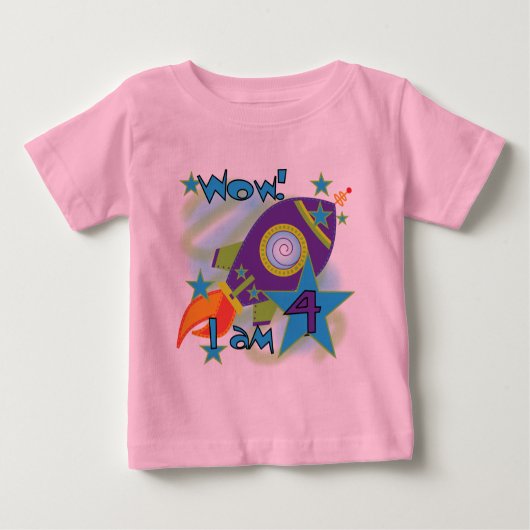Rocket Ship 4. Geburtstag T - Shirt und Geschenke (Vorderseite)