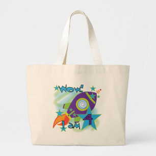 Rocket Ship 4. Geburtstag T - Shirt und Geschenke Jumbo Stoffbeutel