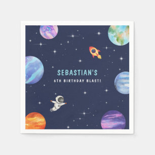 Rocket Ship Astronaut Geburtstagspartei Wasserfarb Serviette