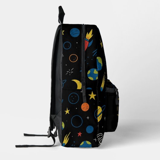 Rocket Ship Backpack with Solar System Design Bedruckter Rucksack (Links)