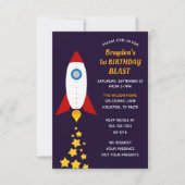 Rocket Ship Birthday Blast Party Einladung (Vorderseite)