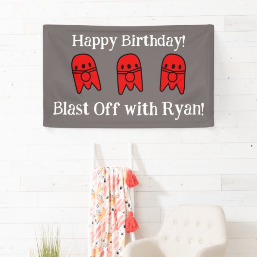 Rocket Ship Birthday Party Banner (Insitu)