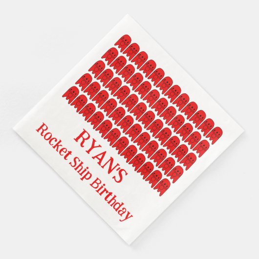 Rocket Ship Birthday Party Serviette (Ecke)