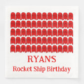 Rocket Ship Birthday Party Serviette (Vorderseite)