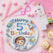 Rocket ship birthday Space Planets Boy Stars Pappteller (Party)