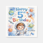 Rocket ship birthday Space Planets Boy Stars Serviette (Vorderseite)