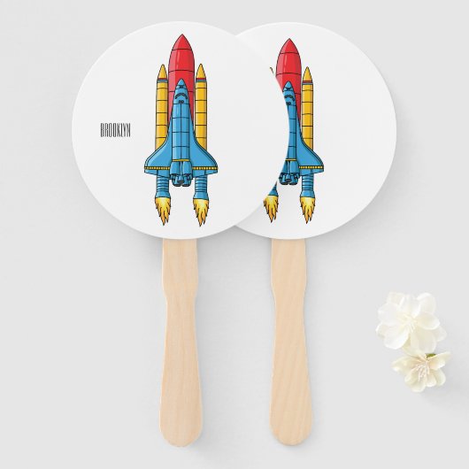 Rocket ship cartoon illustration fächer (Vorne und Hinten)