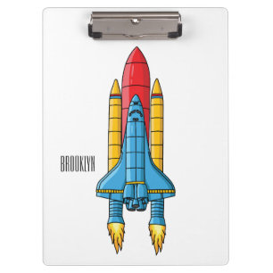 Rocket ship cartoon illustration klemmbrett