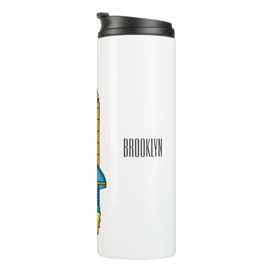 Rocket ship cartoon illustration thermosbecher (Nach rechts gedreht)