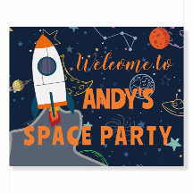 Rocket Ship Galaxy Weltraum Geburtstag Willkommen
