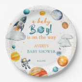 Rocket Ship Paper Plates Space Baby Shower Party Pappteller (Vorderseite)