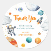 Rocket Ship Thank You Sticker Space Baby Shower (Vorderseite)
