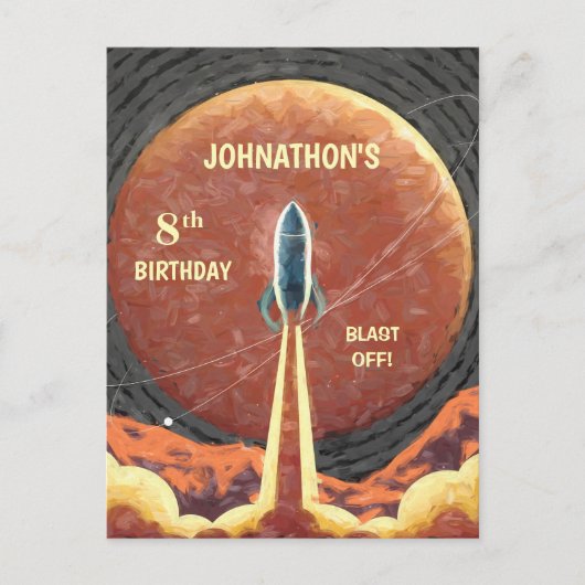 Rocket Ship Universe Planet Space Fun Postkarte (Vorderseite)