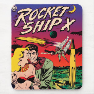 Rocket Ship X Vintage Sci Fi Comic Buchabdeckung Mousepad