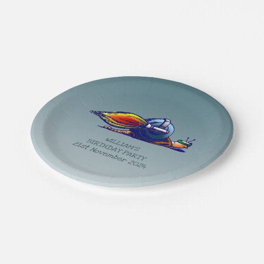 Rocket Snail Pappteller (Schrägansicht)