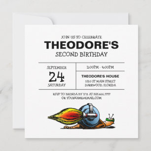 Rocket Snail zum Geburtstag Einladung