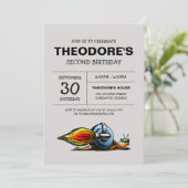 Rocket Snail zum Geburtstag Einladung (Stehend Vorderseite)