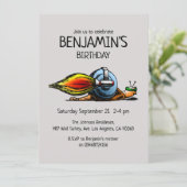 Rocket Snail zum Geburtstag Einladung (Stehend Vorderseite)