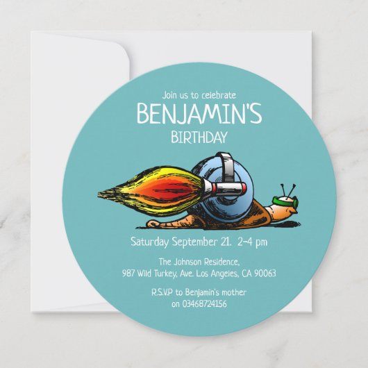 Rocket Snail zum Geburtstag Einladung (Vorderseite)