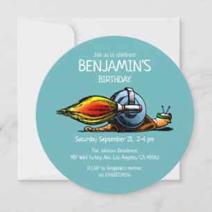 Rocket Snail zum Geburtstag Einladung