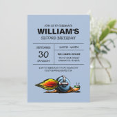 Rocket Snail zum Geburtstag Einladung (Stehend Vorderseite)