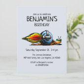 Rocket Snail zum Geburtstag Einladung (Stehend Vorderseite)
