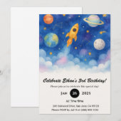 Rocket Space Birthday Einladung (Vorne/Hinten)