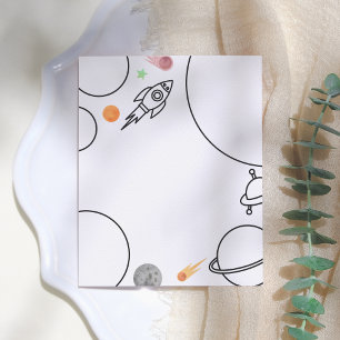 Rocket & Space Birthday Farbing Page Vielen Dank