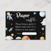 Rocket Space Diaper Raffle Card Black Baby Boy Begleitkarte (Vorderseite)