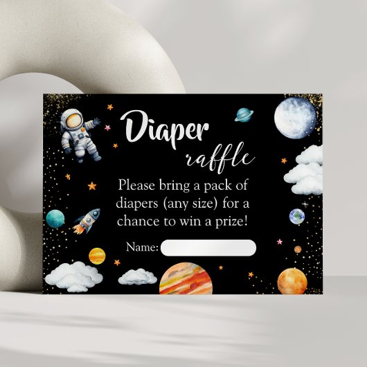 Rocket Space Diaper Raffle Card Black Baby Boy Begleitkarte