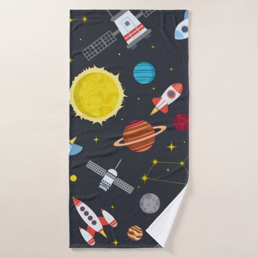 Rocket space globe solar system and planet cosmos badehandtuch (Badehandtuch)