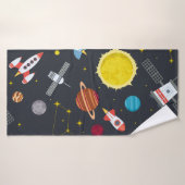 Rocket space globe solar system and planet cosmos badehandtuch (Badehandtuch)