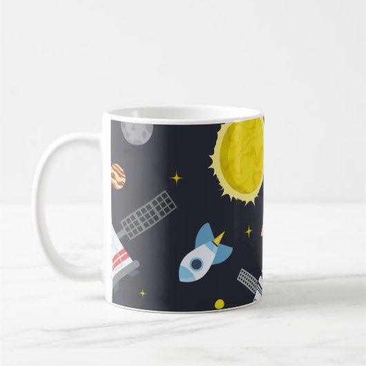 Rocket space globe solar system and planet cosmos kaffeetasse (Links)