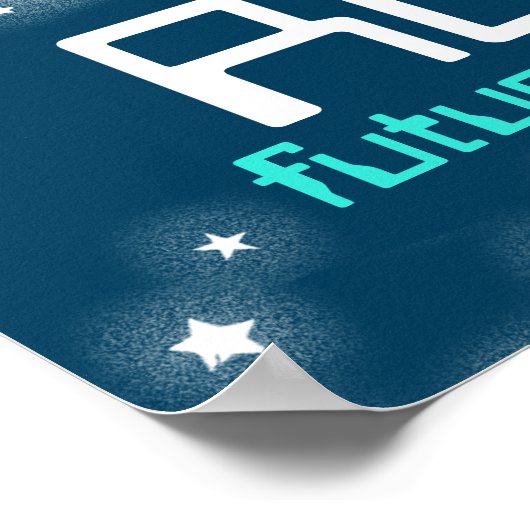 Rocket Space Jungs blaues personalisiertes Poster (Ecke)