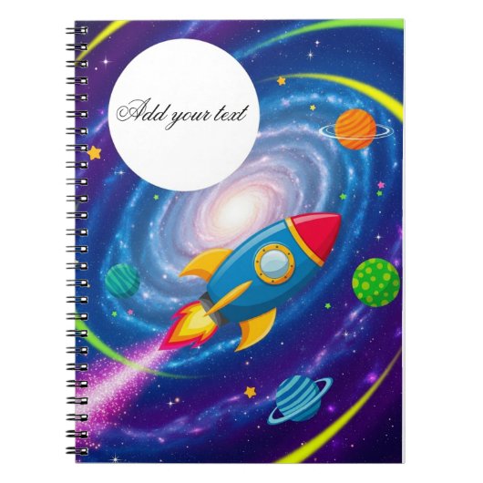 Rocket & Space Personalisiert Kids-Notebook - Fun Notizblock (Vorderseite)