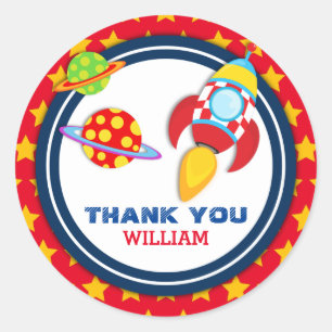 Rocket Spaceship Vielen Dank für Ihre Unterstützun Runder Aufkleber